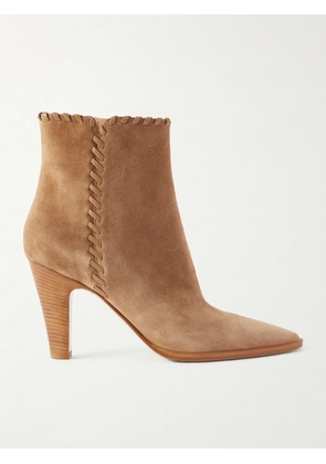 Gianvito Rossi - Whipstitched Leather-trimmed Suede Ankle Boots - Brown - IT36,IT36.5,IT37,IT37.5,IT38,IT38.5,IT39,IT39.5,IT40,IT40.5,IT41,IT41.5,IT42
