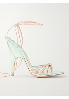 Gianvito Rossi - Knotted Metallic Leather Sandals - Blue - IT35,IT36,IT36.5,IT37,IT37.5,IT38,IT38.5,IT39,IT39.5,IT40,IT40.5,IT41,IT41.5,IT42