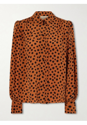 Valentino Garavani - Gathered Polka-dot Silk Crepe De Chine Shirt - Animal print - IT36,IT38,IT40,IT42,IT44,IT46,IT48