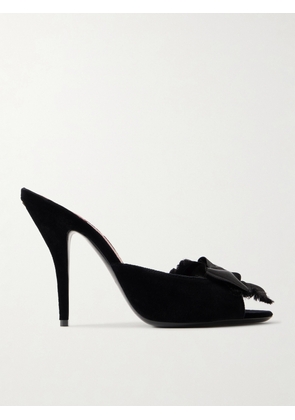 Valentino Garavani - Marie Bow-embellished Satin-trimmed Velvet Mules - Black - IT35,IT36,IT36.5,IT37,IT37.5,IT38,IT38.5,IT39,IT39.5,IT40,IT41,IT42