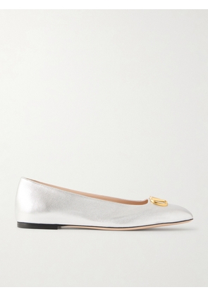 Valentino Garavani - Vlogo Metallic Leather Ballet Flats - Silver - IT36,IT37,IT38,IT39,IT40,IT41,IT42