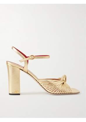 Valentino Garavani - Annet Knotted Metallic Leather Sandals - Gold - IT35,IT36,IT36.5,IT37,IT37.5,IT38,IT38.5,IT39,IT39.5,IT40,IT41,IT42