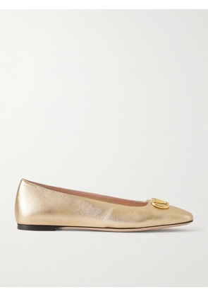 Valentino Garavani - Vlogo Embellished Metallic Leather Ballet Flats - Gold - IT35,IT35.5,IT36,IT36.5,IT37,IT37.5,IT38,IT38.5,IT39,IT39.5,IT40,IT40.5,IT41,IT42
