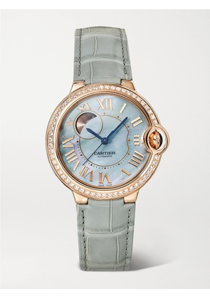 Cartier - Ballon Bleu De Cartier Automatic 36mm 18-karat Rose Gold, Diamond And Alligator Watch - One size