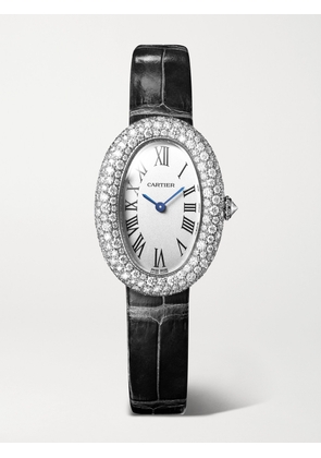 Cartier - Baignoire 36mm Medium 18-karat White Gold, Alligator And Diamond Watch - One size