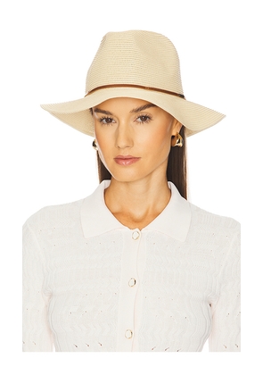 Brixton Wesley Straw Packable Fedora in Beige. Size XS. Also in S.
