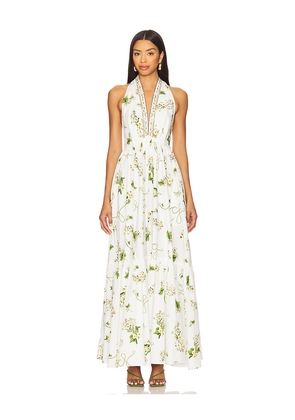 Camilla Ruffle Hem Halter Dress in White. Size S. Also in XS.