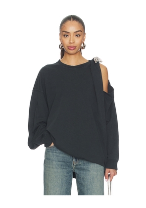 AREA Crystal Knot Long Sleeve T-Shirt in Black. Size S. Also in M, L.