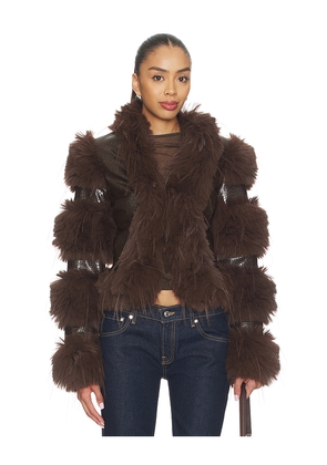 CULTNAKED Faux Fur Caterpillar Coat in Brown. Size XS. Also in S, M, L, XL.