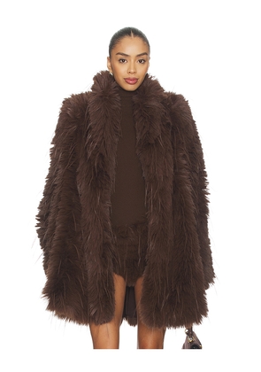 CULTNAKED Faux Fur Delight Coat in Brown. Size S. Also in XS, M, L, XL.