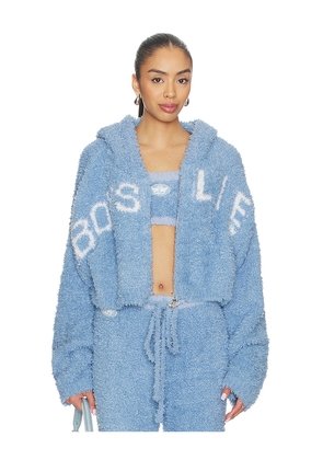 Boys Lie Bohdi Cozy Alex Zip in Baby Blue. Size XS/S. Also in M/L, XL/XXL.