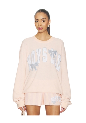 Boys Lie Sunshine And Rainbows Kara Crewneck in Peach. Size XS/S. Also in M/L, XL/XXL.