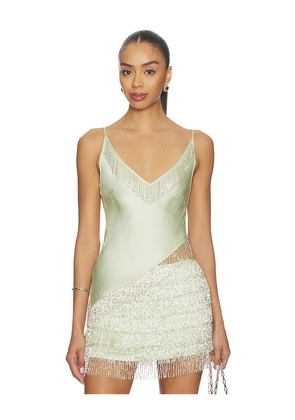 ASTA RESORT Marcia Asymmetric Beaded Top in Mint. Size M. Also in L.