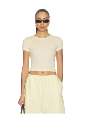 Enza Costa Supima Baby Rib Cropped Tee in Yellow. Size XS. Also in S, M, L.