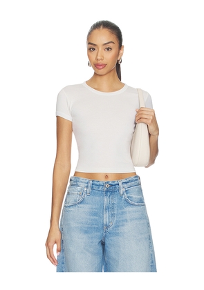 Enza Costa Supima Baby Rib Cropped Tee in Ivory. Size XS. Also in S, M, L.