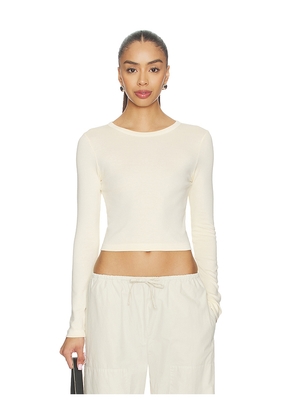 Enza Costa Supima Baby Rib Long Sleeve Cropped Top in Yellow. Size XS. Also in S, M.