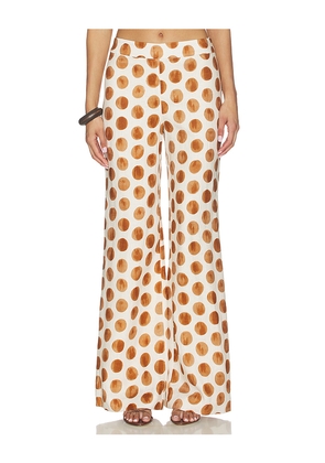 Cara Cara Sunflower Pant in Cream,Cognac. Size 00. Also in 0, 10, 12, 4, 6, 8.