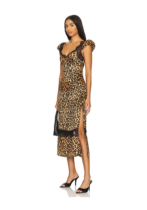 Free People Foolish Heart Printed Midi Dress in Brown. Size M. Also in L.