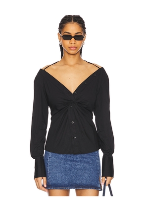 Good American Poplin Off Shoulder Top in Black. Size XS. Also in S.