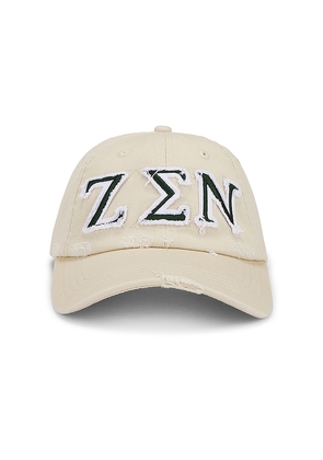 Museum of Peace and Quiet Zen Distressed Dad Hat in White.