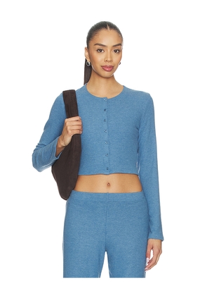 LESET Lauren Crop Cardigan II in Blue. Size XS. Also in S, M, L, XL.