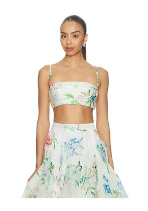 LA FUORI Petal Cascade Bralette Top in White,Green. Size S. Also in L, XL.
