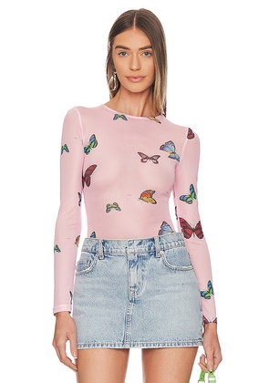 superdown Ari Butterfly Mesh Top in Pink. Size S. Also in XS, XXS.