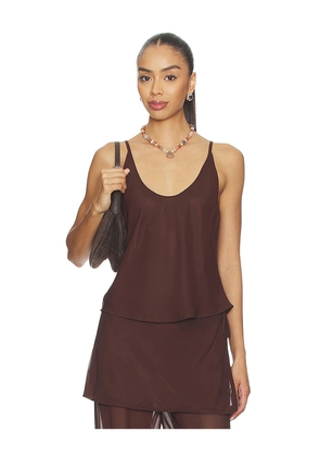 MADISON THE LABEL Anastasia Tank in Chocolate. Size XS. Also in S, M, L.