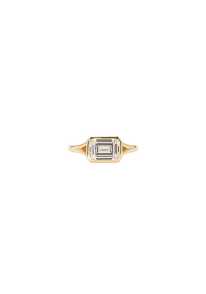 SHASHI Emerald Cut Bezel Ring in Metallic Gold. Size 5. Also in 6, 7, 8.