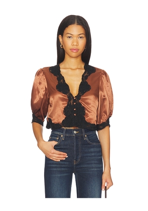RIXO Yasmin Top in Cognac. Size XXS. Also in XXXL.