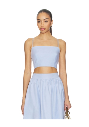 Susana Monaco Poplin Smocking Back String Top in Baby Blue. Size XS. Also in S, M, L, XL.