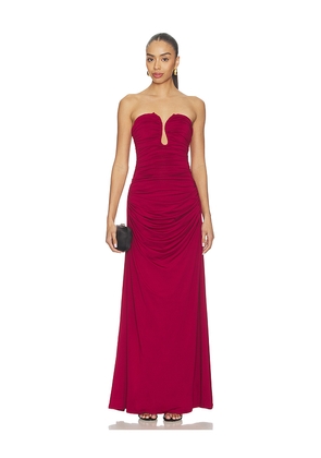 SNDYS Lilana Maxi Dress in Red. Size XXS. Also in XS, S, M, L, XL, XXL.