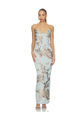 SAU LEE Novella Brocade Dress in Baby Blue. Size 0. Also in 2, 4, 6, 8, 10, 12.