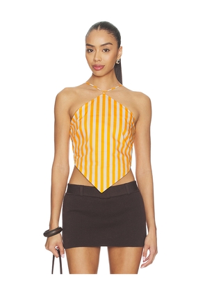 SIMONMILLER Kit Poplin Tie Top in Mustard,White. Size XS. Also in L, M, S, XL.