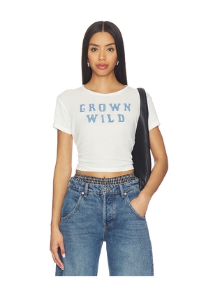 The Laundry Room Grown Wild Denim Baby Tee in White. Size S. Also in L, M, XL, XS.