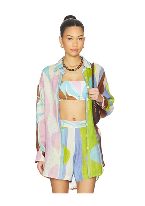 vitamin A Playa Boyfriend Shirt in Baby Blue,Pink. Size S. Also in L, M, XS.