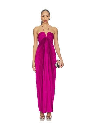 AMUR Ionea Pleated Gown in Purple. Size 00. Also in 0, 2, 4, 6, 10, 12.
