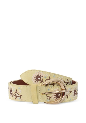 Orciani floral embroidered leather belt - Yellow