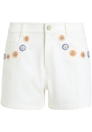 Cinq A Sept Brea beaded cotton shorts - White