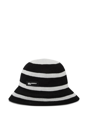 Karl Lagerfeld Jeans stripes knitted bucket hat - Black