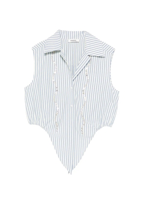 SANDRO striped-pattern embellished shirt - White
