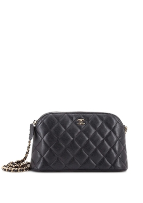 CHANEL Pre-Owned CC Dome Zip Clutch with Chain Quilted Caviar Small shoulder bag - Black