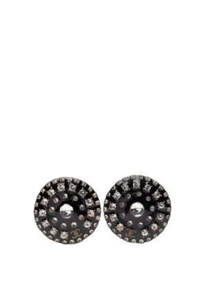 CHANEL Pre-Owned 1998 CC Resin and Crystal Round Clip On Earrings costume earrings - Black