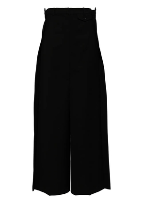 pushBUTTON Black Side Folded wide trousers