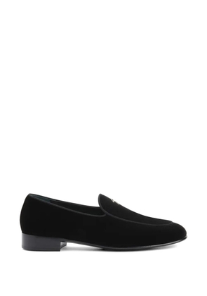 Giuseppe Zanotti Berth metal logo velvet loafers - Black