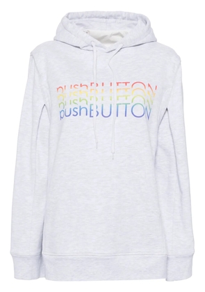 pushBUTTON logo-print cotton hoodie - Grey