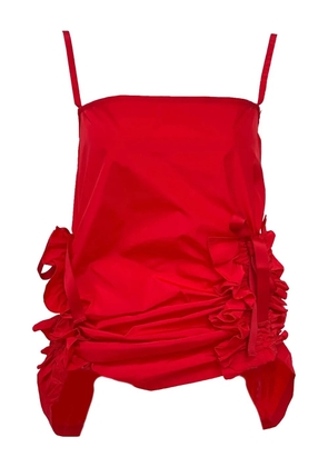 CAROLINE HU ruffled tie-detail top - Red