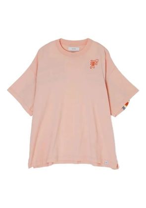 Facetasm embroidered stripe-detail T-shirt - Pink