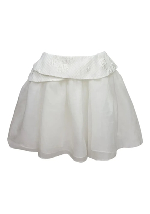 CAROLINE HU embroidered layered mini skirt - White