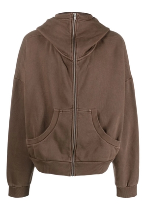 ENTIRE STUDIOS high-neck zip-fastening hoodie - Brown